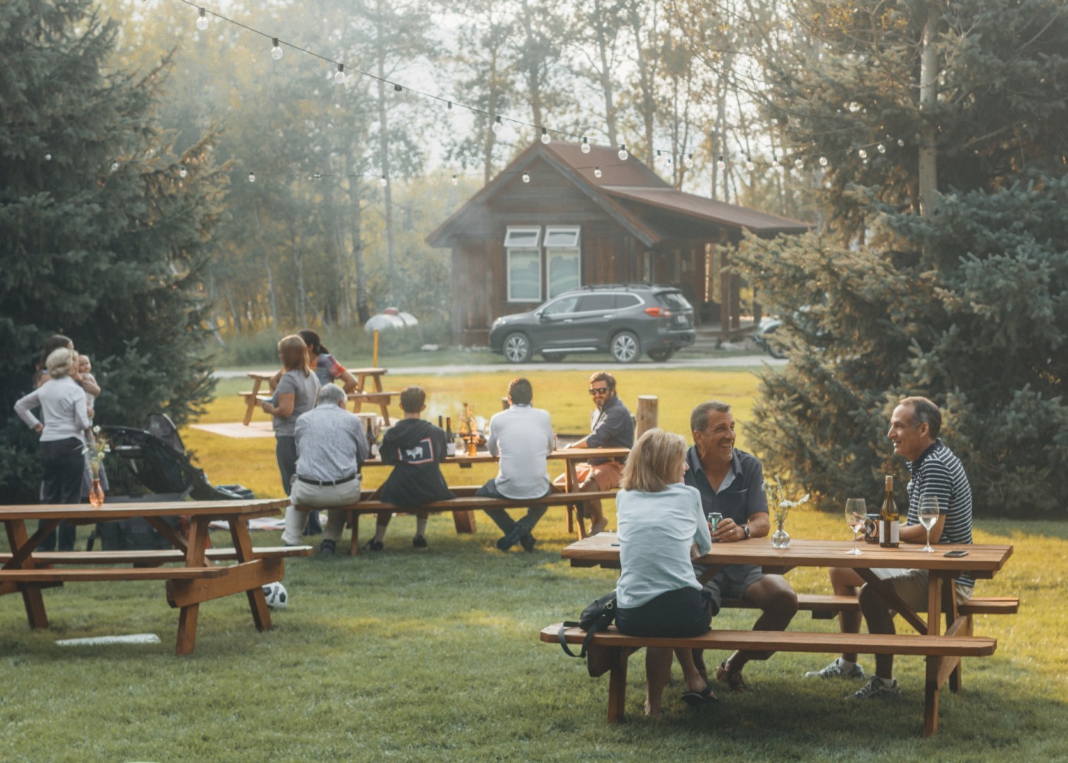 Dinner service outside at Moose Creek Ranch